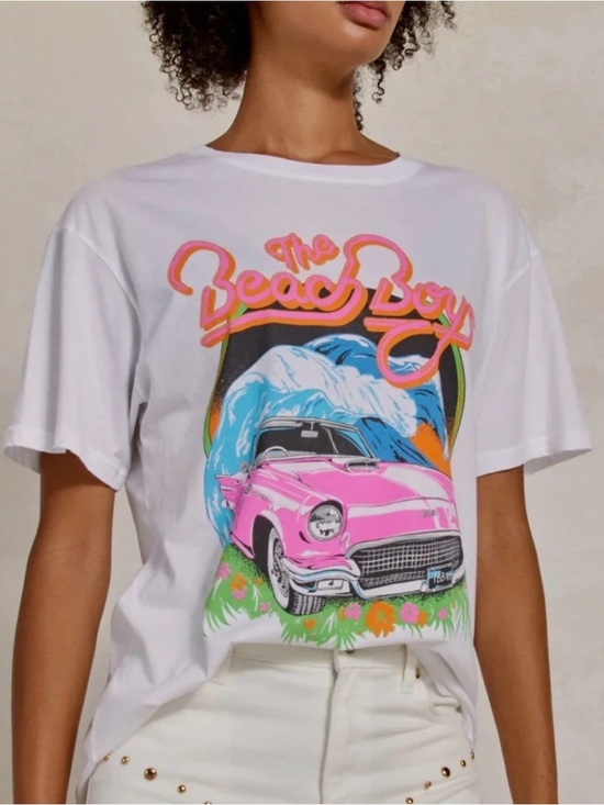 Daydreamer Tops - Free People / Daydreamer Graphic Tee Pink Convertible "The Beach Boys" SZ XS
